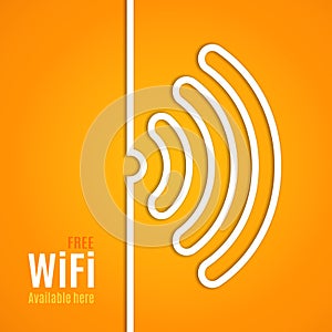 WiFi icon on orange background. Vector
