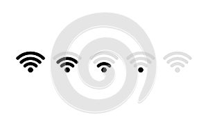 Wifi icon set. Mobile signal strength indicator template of Wifi. Vector on isolated white background. EPS 10