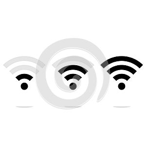 WiFi icon, Sign WI-FI, signal level, black on white background, vector illustration