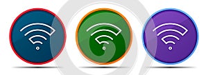 Wifi icon silky smart flat round buton set illustration