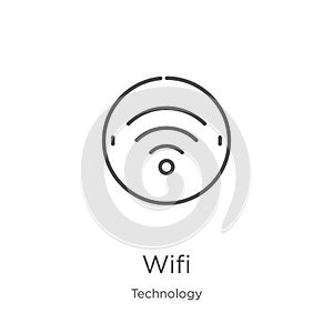wifi icon vector from technology collection. Thin line wifi outline icon vector illustration. Outline, thin line wifi icon for