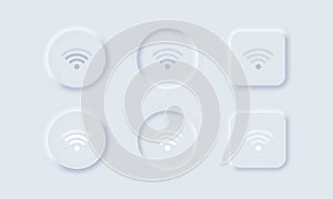 WIFI icon vector. Wireless internet sign. UI icons set. Wi fi icon. Vector. Neumorphic UI UX white user interface web buttons