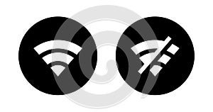 Wifi internet connected disconnected icon vector. Wireless network on off concept