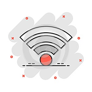 Wifi internet icon in comic style. Wi-fi wireless technology vector cartoon illustration pictogram. Network wifi business concept