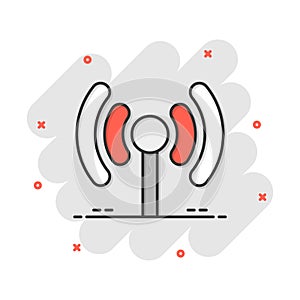 Wifi internet icon in comic style. Wi-fi wireless technology vector cartoon illustration pictogram. Network wifi business concept