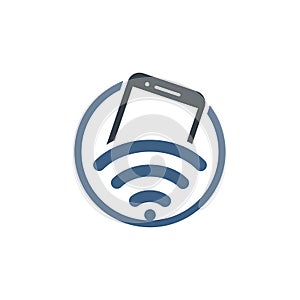 Wifi internet and mobile logo design.