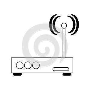 Wifi internet router symbol in black and white