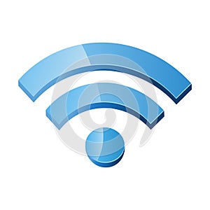 Wifi internet sign icon in 3d style. Wi-fi wireless technology vector illustration on isolated background. Network setting blue