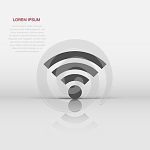 Wifi internet sign icon in flat style. Wi-fi wireless technology vector illustration on white isolated background. Network wifi