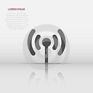 Wifi internet sign icon in flat style. Wi-fi wireless technology vector illustration on white isolated background. Network wifi