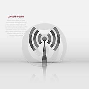 Wifi internet sign icon in flat style. Wi-fi wireless technology vector illustration on white isolated background. Network wifi