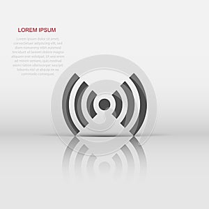 Wifi internet sign icon in flat style. Wi-fi wireless technology vector illustration on white isolated background. Network wifi