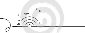 Wifi line icon. Wi-fi internet sign. Continuous line with curl. Vector