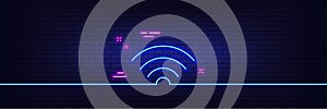 Wifi line icon. Wi-fi internet sign. Neon light glow effect. Vector