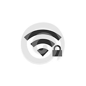 Wifi locked sign. Password Wi-fi symbol. Wireless Network icon. Wifi zone. Flat design style icon. Stock Vector illustration