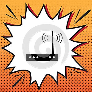 Wifi modem sign. Vector. Comics style icon on pop-art background