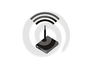 Wifi modem. Simple illustration in black and white.