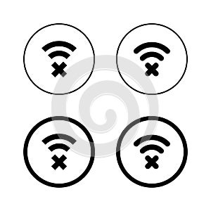 Wifi network disconnected icon vector in circle line. Offline sign symbol