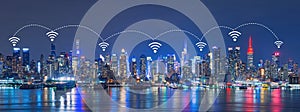 Wifi Network Internet and Connection technology concept of Skyli