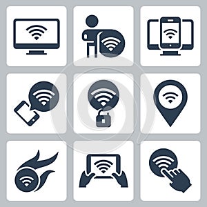 Wifi Related Vector Icons in Glyph Style