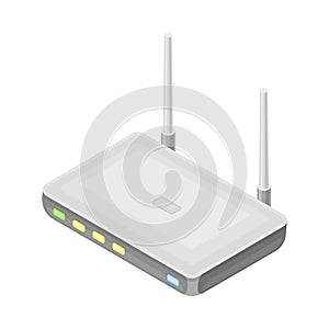 Wifi Router with Antenna as Wireless Network Communication Technology Isometric Vector Illustration