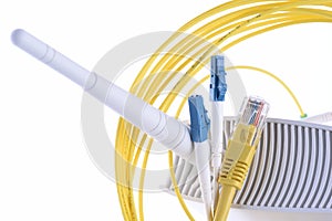 Wifi router and cable in computer network