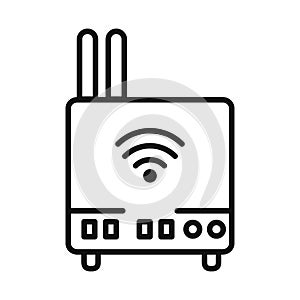 WiFi Router Icon Black And White Illustration