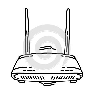 Wifi Router Icon. Doodle Hand Drawn or Outline Icon Style