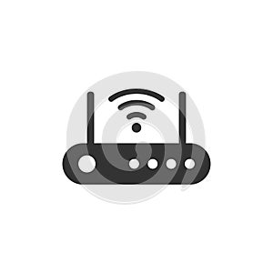 Wifi router icon in flat style. Broadband vector illustration on white isolated background. Internet connection business concept
