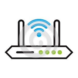Wifi Router Icon In Trendy Design Vector Eps 10, fiber optic Internet, internet concept, speed test. Wireless and wifi icon sign.