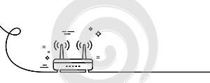 Wifi router line icon. Computer component sign. Internet symbol. Continuous line with curl. Vector