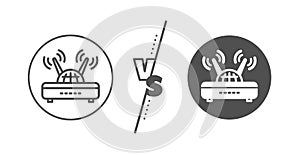 Wifi router line icon. Computer component sign. Internet symbol. Vector