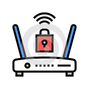 wifi router lock color icon vector illustration