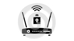 wifi router lock glyph icon animation