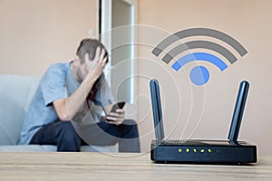 Wifi router with low signal. Bad connection.
