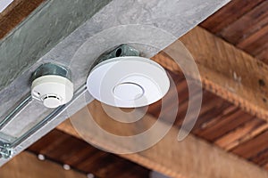 Wifi router or Wireless Access Point Omni type setup at ceiling for Internet connection space photo