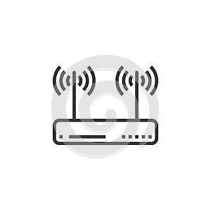 Wifi router, wireless dsl modem line icon, outline vector sign,