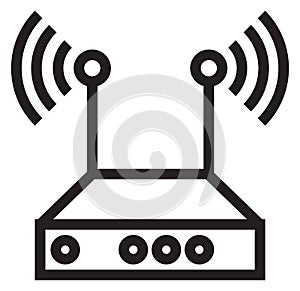 Wifi router. Wireless internet device line icon