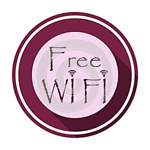Wifi sign, Wi-fi symbol, Wireless Network icon, Wifi zone icon with long shadow