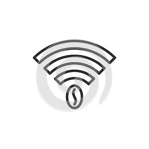 Wifi signal with coffee bean line icon