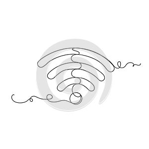 Wifi signal continuous one line drawing isolated vector illustration
