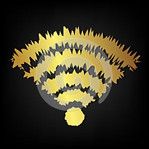 Wifi signal logo with golden border design vector flat design