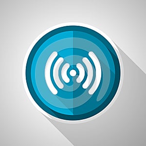 Wifi symbol, flat design vector blue icon with long shadow