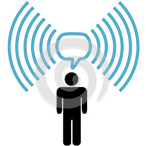 Wifi symbol man talks on wireless network