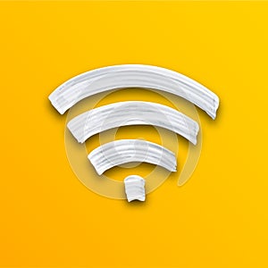 Wifi Symbol in Vector. Bright Colorful Banner Concept. Illustration of Wi-fi Connect with White Brush Strokes