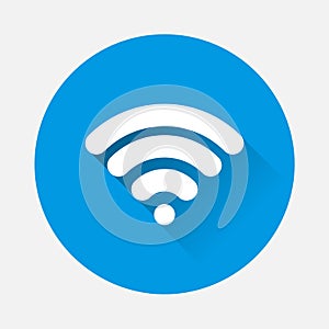 WiFi vector icon on blue background. Flat image Wi-Fi logo with