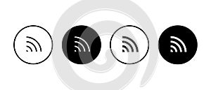 WiFi vector icons set. Line wireless internet button in circle