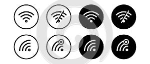 WiFi vector icons set. Wireless internet button in circle