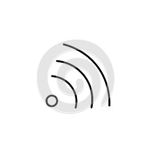 wifi, wi-fi, wireless internet 3 black rounded stripes, oriented upward silhouette, symbol, outline, vector illustration