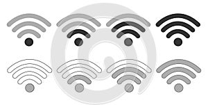 Wifi Wireless Lan Internet Signal Flat Icons For Apps Or Websites - On white